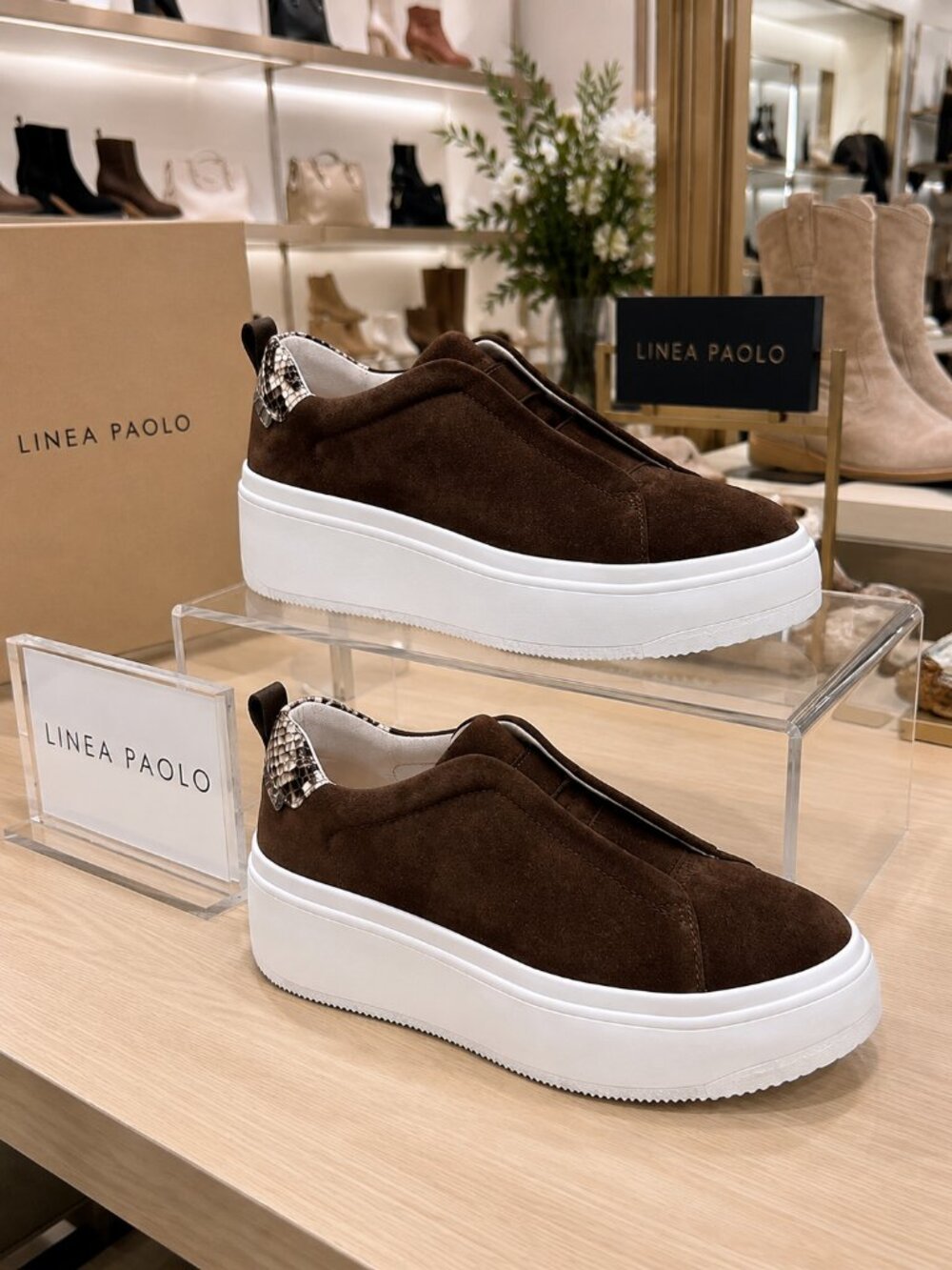 Linea Paolo Golde Platform Sneakers โ Brown Suede โ New in Box